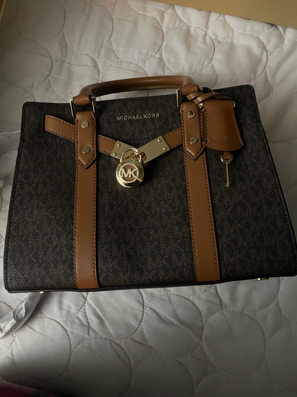 Michael Kors Brown Signature Satchel with Gold Hardware NWT AND BOX & BAG